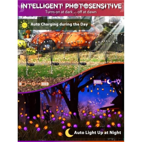 Halloween Decorations Outdoor, 6 Pack Solar Firefly Lights Outdoor, 48 - Picture 5 of 7